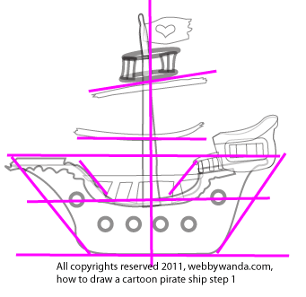How to draw a cartoon pirate ship step 1 webbywanda.tv all copyrights reserved 2011